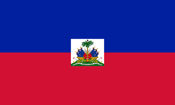 Vlag Haiti Met Wapen 100x150cm Glanspoly