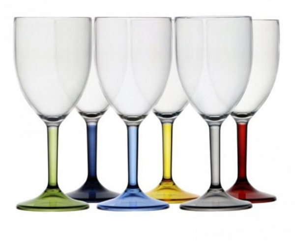 Luxe wijnglazen set 6 stuks meerkleurig