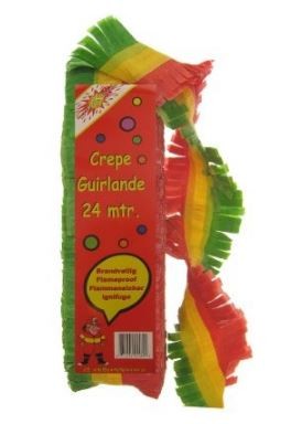 Crêpe slinger rood geel groen carnaval Limburg 24m draaiguirlande brandvertragend
