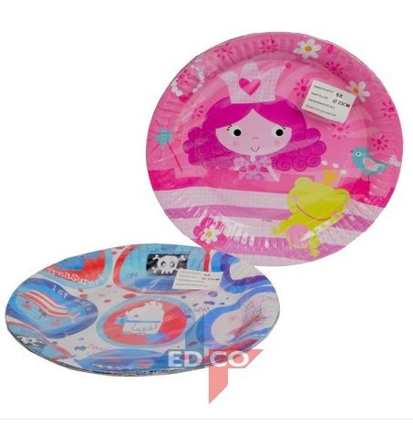 bordjes karton prinses met kikker en vogel, 6 stuks