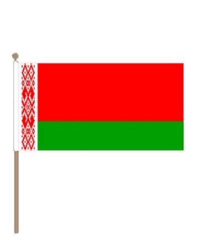 Zwaaivlag Wit Rusland, Wit Russische zwaaivlag 15x22,5cm stoklengte 30cm