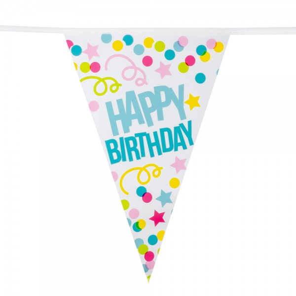 Vlaggenlijn Happy Birthday - 6 meter | Plastic