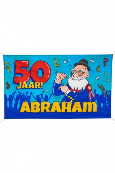 Abraham 50 jaar vlag cartoon 90x150cm