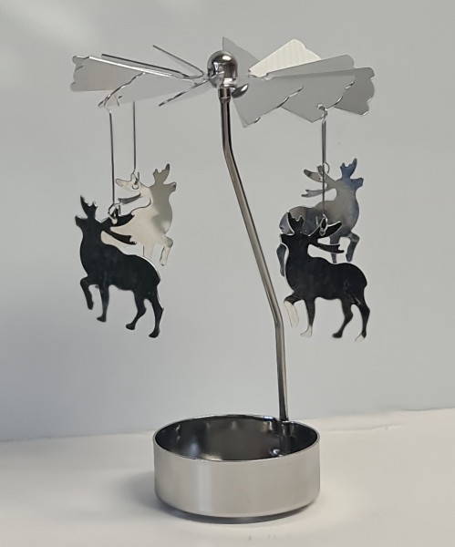 Theelichtje Carousel hert zilver rendier