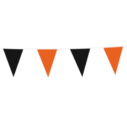 Zwart Oranje Vlaggenlijn - 10 meter | Plastic