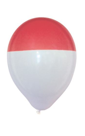 Ballon rood en wit bicolour 25 stuks
