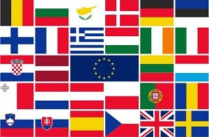 Vlag met de vlaggen van de EU landen 150x225cm | Horecavlag