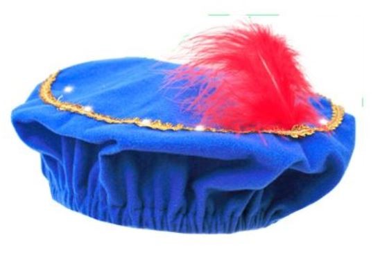 Pieten baret in blauw met LED