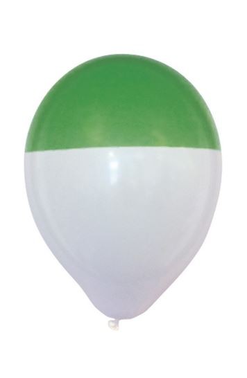 Ballon groen wit bicolour 25 stuks