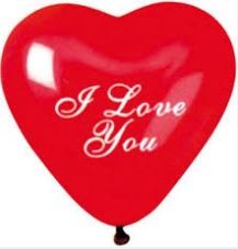 Rode ballon I Love You hartvormig