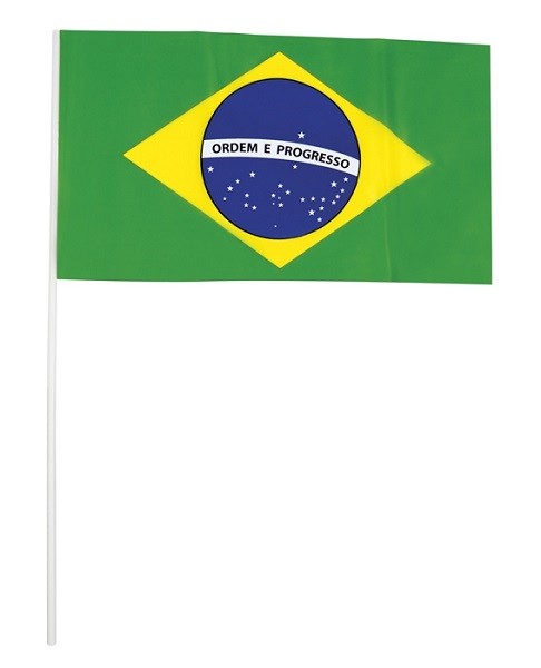 Zwaaivlaggetje Brazil 42cm per 10 stuks Brazilie