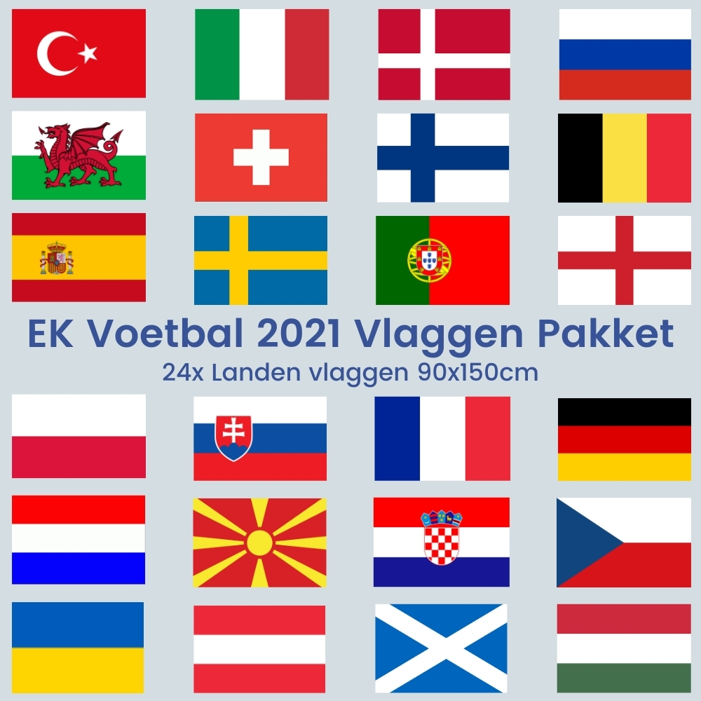 24x grote vlaggen landen EK Voetbal 2021