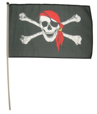 Zwaaivlag Piraat rood 30x45cm