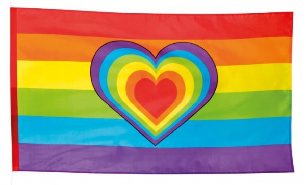 Regenboogvlag met hart, Vredesvlag 90x150cm