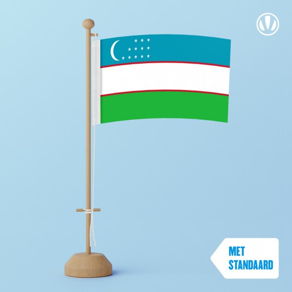 Tafelvlag Oezbekistan met standaard