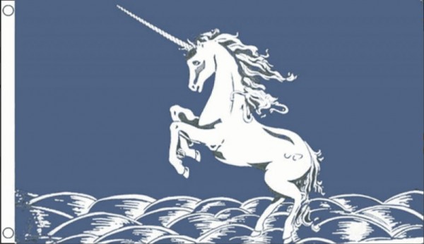 blauwe unicorn vlag 90x150cm