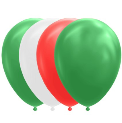 Ballonnen groen wit rood - 10 stuks