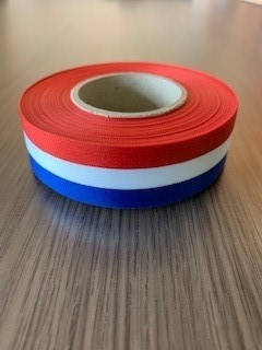 Lint Nederland rood/wit/blauw 25m cadeaulint medaillelint 25mm