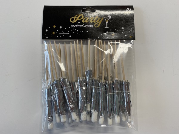 Cocktailprikker paraplu zilver