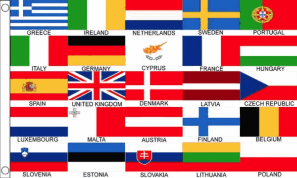 Vlag met 25 Europese landen 90x150cm