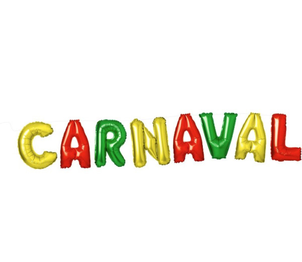 Folie ballonnen in letters Carnaval Limburg in de kleuren rood geel en groen