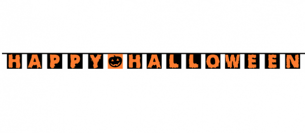 Halloween vlaggenlijn happy halloween 20x20cm - 5,4meter