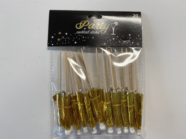 Cocktailprikkers paraplu goud
