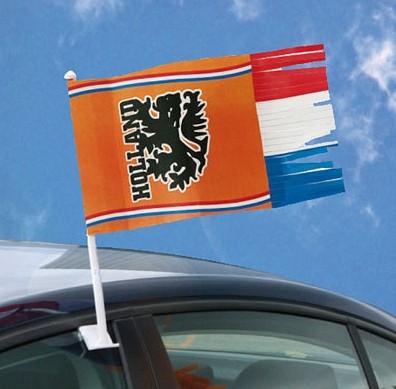 Autovlag Holland Oranje met slierten 30x35cm